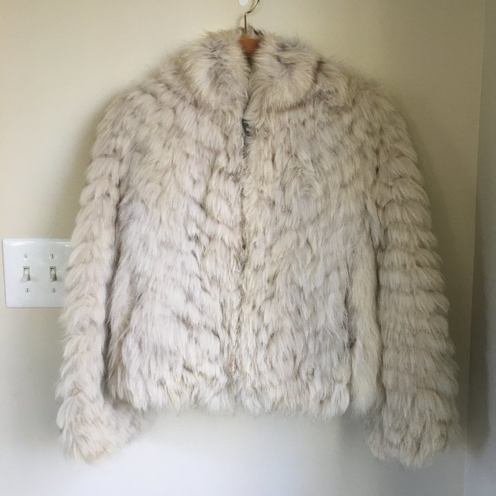 Vintage Saga Fox Fur Jacket, Cream/Ivory/Beige, Size M